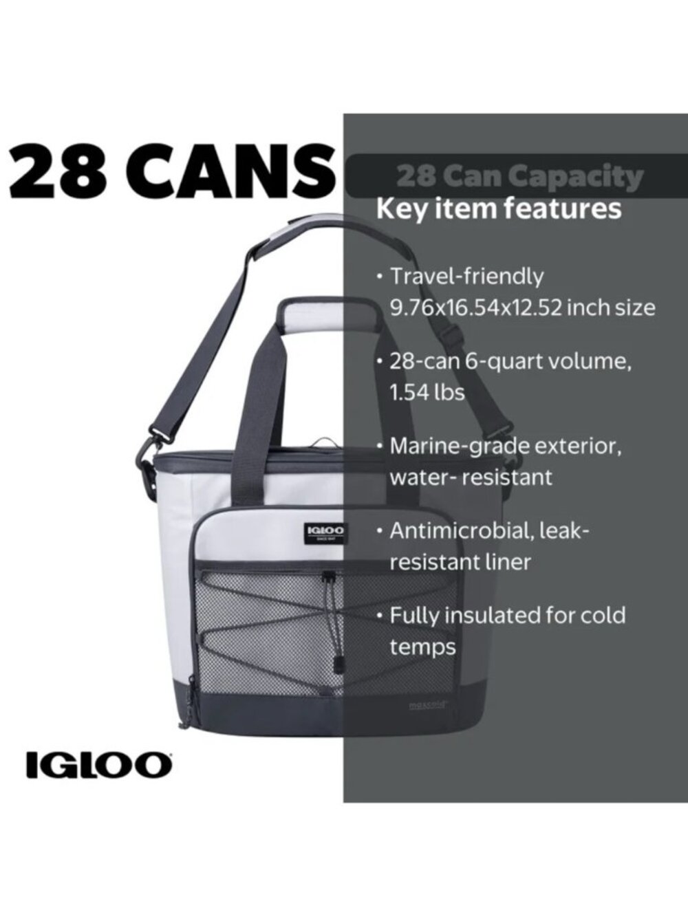 NWT Igloo Marine Tote MaxCold 28 Can Cooler Bag - Picture 16 of 16